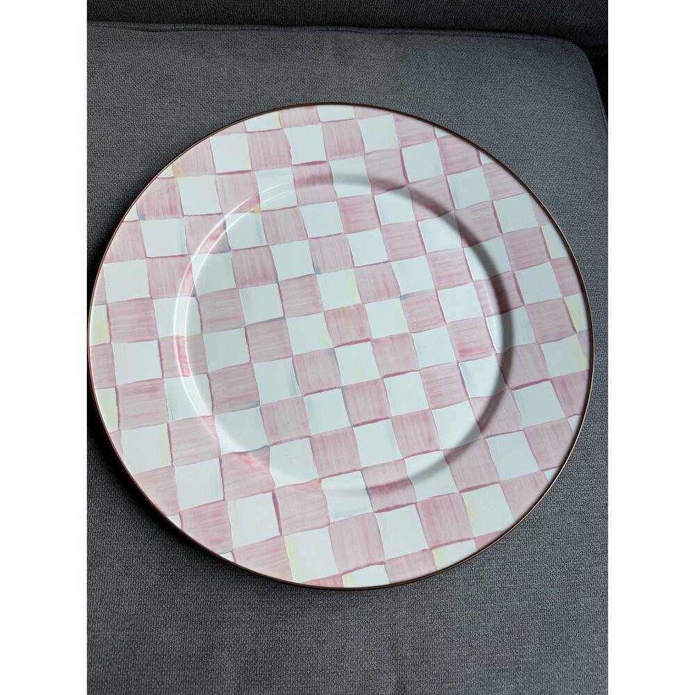 MacKenzie-Childs Rosy Check Enamel Serving Platter New - Picture 2 of 9